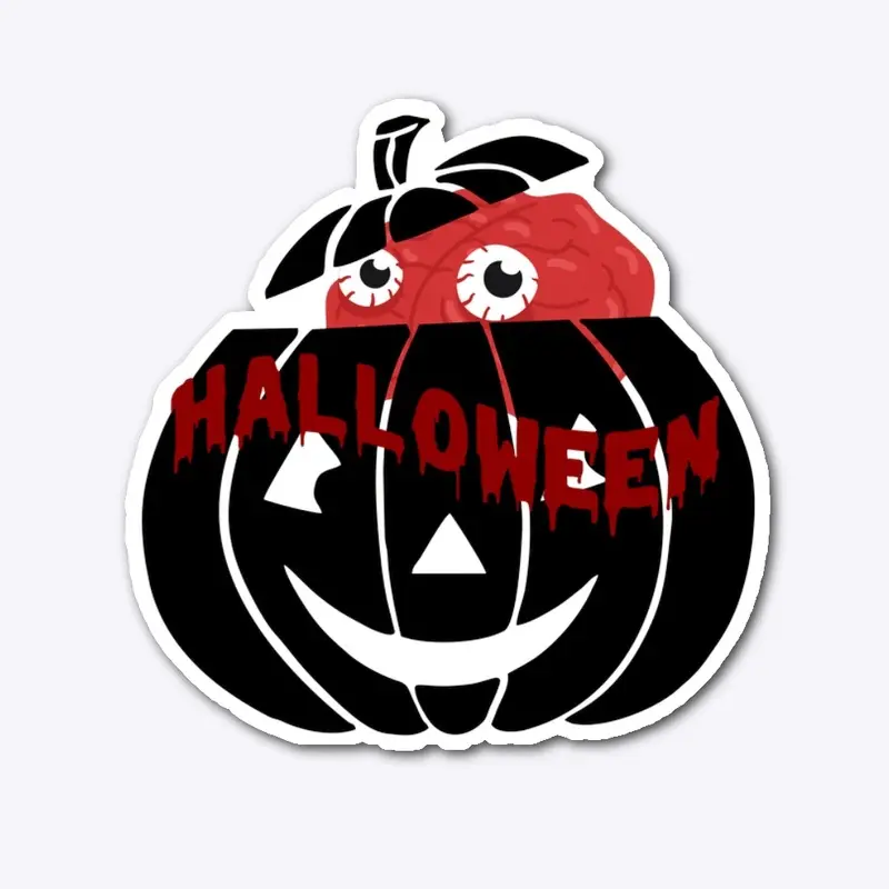 Pumpkin with Brain Pop Halloween Design